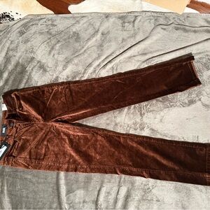 PAIGE Dark Oxblood Velvet Pants, Size 25